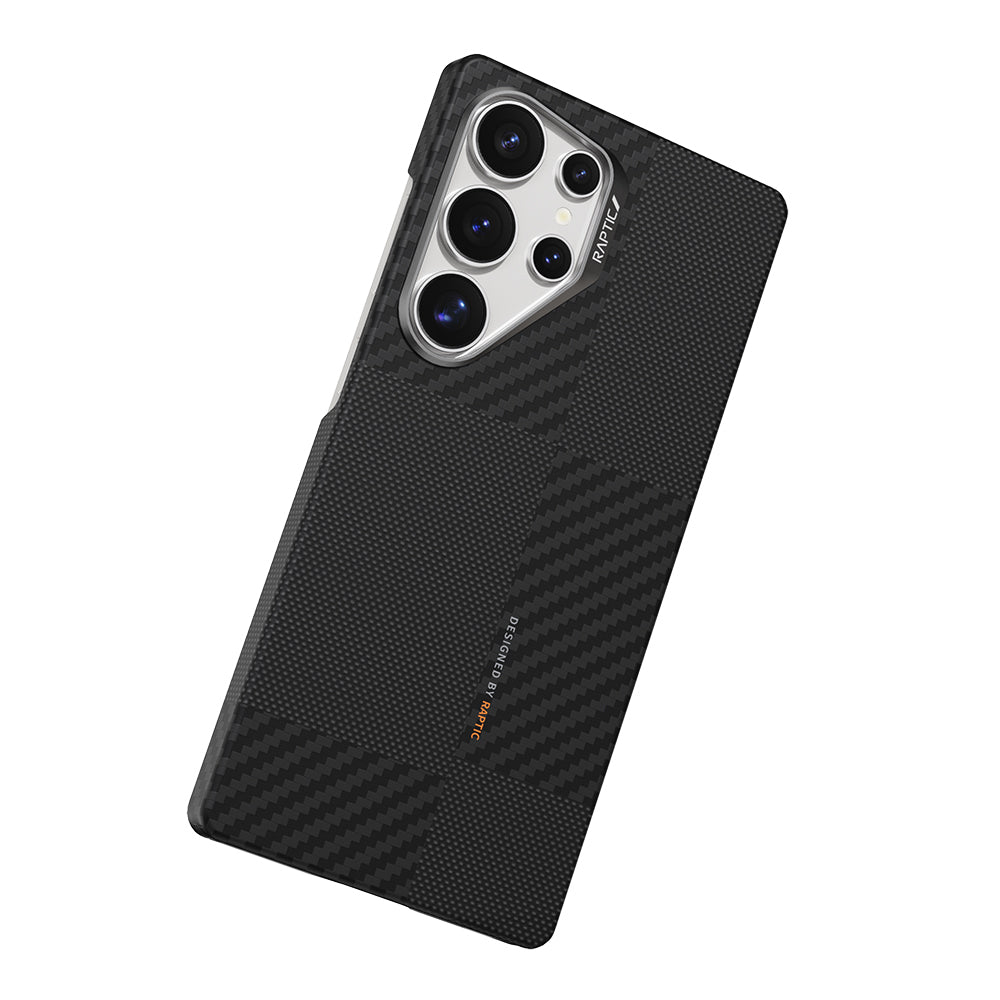 Galaxy S25 Ultra Kılıf M-safe Şarj Özellikli 600D Metal Kamera Çerçeveli Raptic Aramid Fiber Croxx Mondrian Serisi Kapak