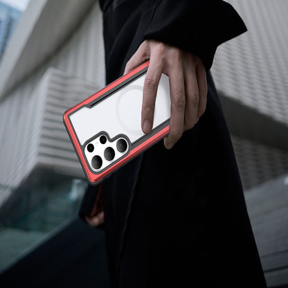 Galaxy S25 Ultra Kılıf M-safe Şarj Özellikli Airbagli Raptic Shield Serisi Şeffaf Arka Yüzey Kapak