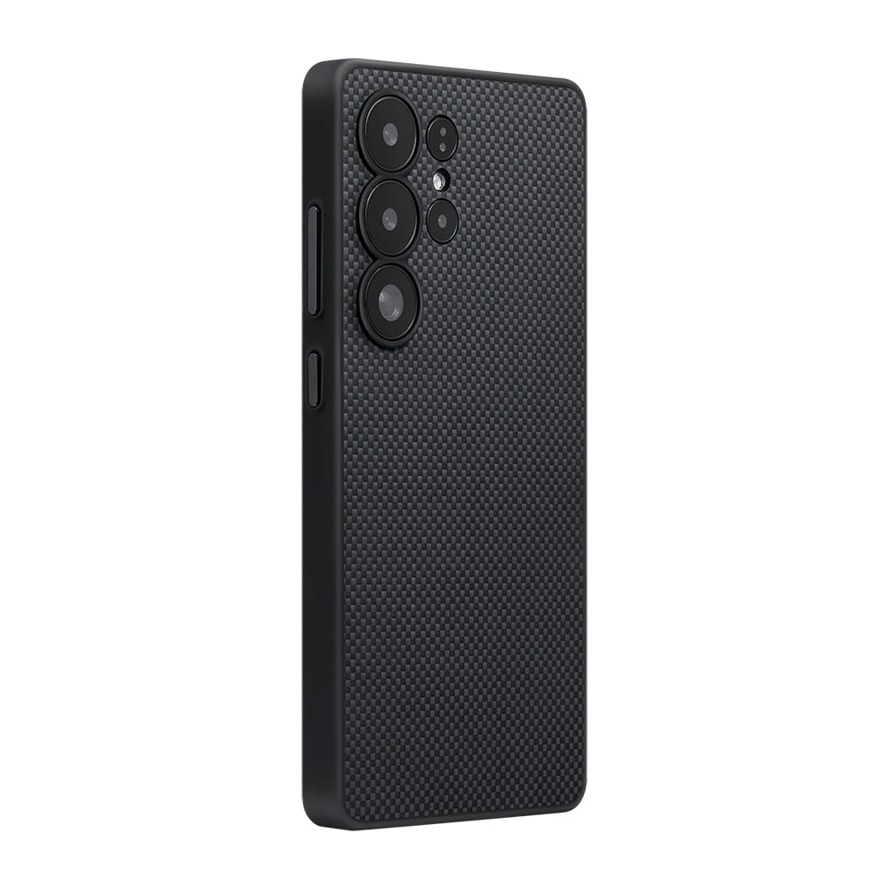 Galaxy S25 Ultra Kılıf M-safe Şarj Özellikli Aramid Fiber 3 Fonksiyon Butonlu Pitaka PinButton Serisi Kapak