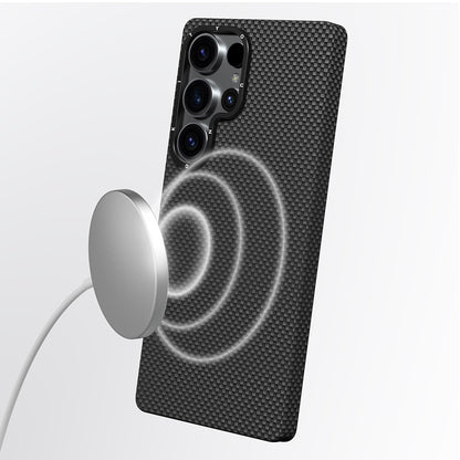 Galaxy S25 Ultra Kılıf M-safe Şarj Özellikli Aramid Fiber Youngkit 1500D Kevlar Extreme Wing Serisi Kapak