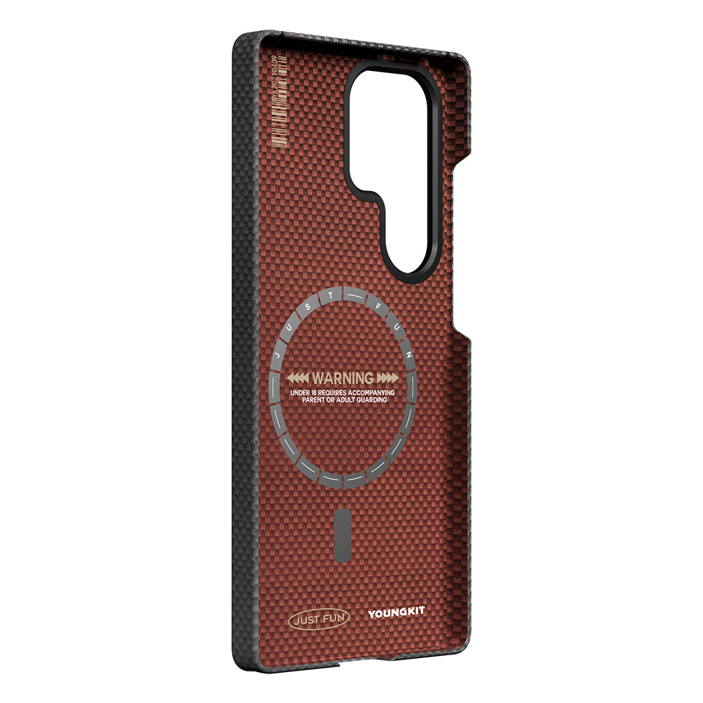 Galaxy S25 Ultra Kılıf M-safe Şarj Özellikli Aramid Fiber Youngkit 1500D Kevlar Extreme Wing Serisi Kapak