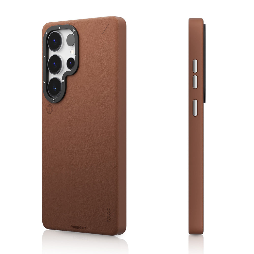 Galaxy S25 Ultra Kılıf M-safe Şarj Özellikli Basit Mat Deri Desenli Youngkit Tech Fashion Serisi Kapak