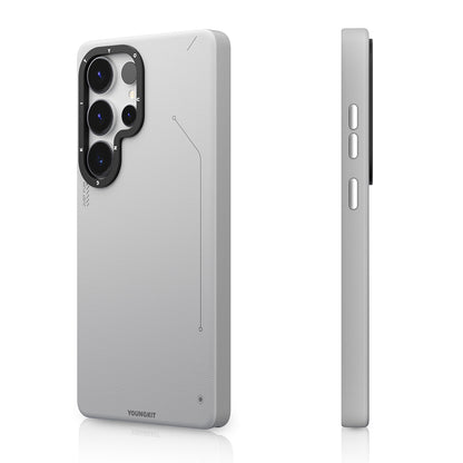 Galaxy S25 Ultra Kılıf M-safe Şarj Özellikli Basit Mat Deri Desenli Youngkit Tech Fashion Serisi Kapak