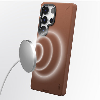 Galaxy S25 Ultra Kılıf M-safe Şarj Özellikli Basit Mat Deri Desenli Youngkit Tech Fashion Serisi Kapak