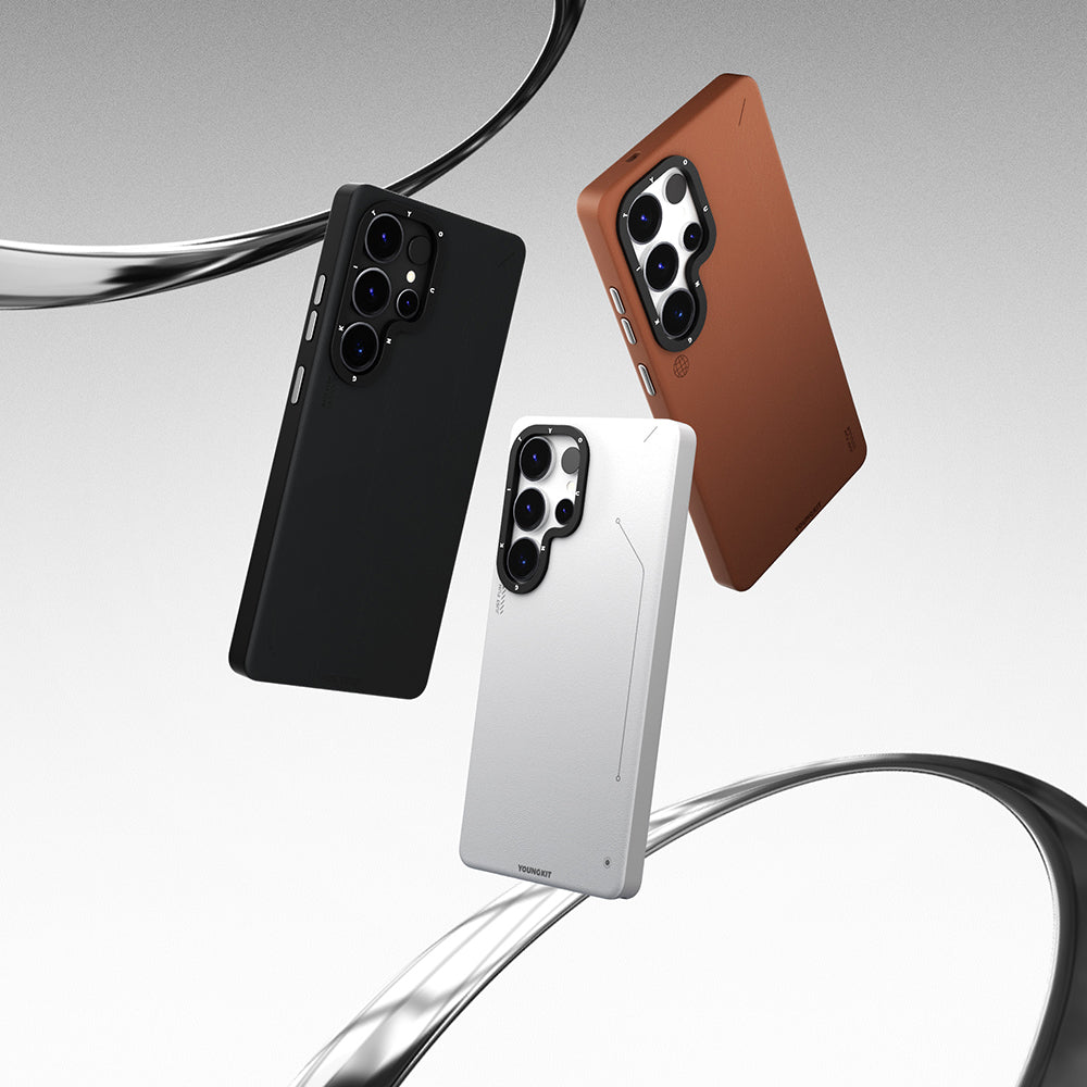 Galaxy S25 Ultra Kılıf M-safe Şarj Özellikli Basit Mat Deri Desenli Youngkit Tech Fashion Serisi Kapak