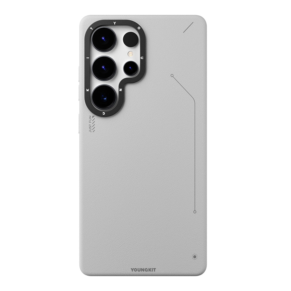 Galaxy S25 Ultra Kılıf M-safe Şarj Özellikli Basit Mat Deri Desenli Youngkit Tech Fashion Serisi Kapak