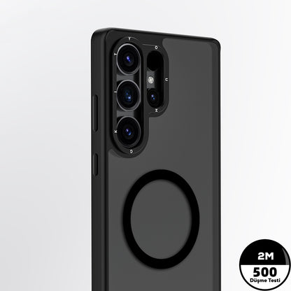 Galaxy S25 Ultra Kılıf M-safe Şarj Özellikli Cam Arka Yüzey TPU Youngkit Gemstone Serisi Kapak