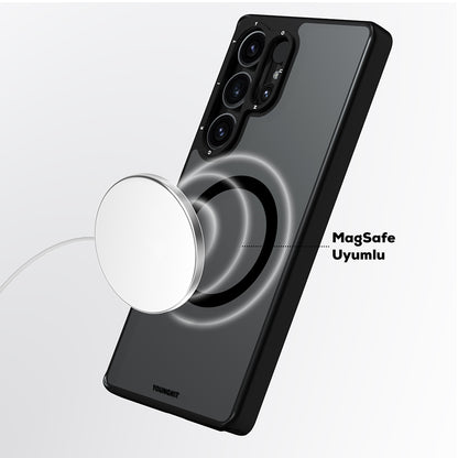 Galaxy S25 Ultra Kılıf M-safe Şarj Özellikli Cam Arka Yüzey TPU Youngkit Gemstone Serisi Kapak