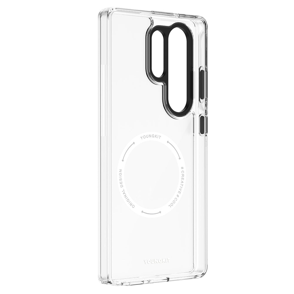 Galaxy S25 Ultra Kılıf M-safe Şarj Özellikli Cam Arka Yüzey TPU Youngkit Gemstone Serisi Kapak