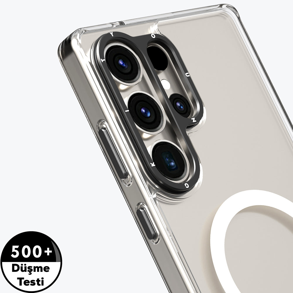 Galaxy S25 Ultra Kılıf M-safe Şarj Özellikli Cam Arka Yüzey TPU Youngkit Gemstone Serisi Kapak