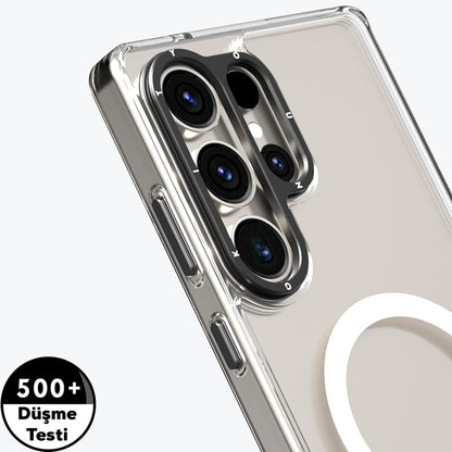 Galaxy S25 Ultra Kılıf M-safe Şarj Özellikli Cam Arka Yüzey TPU Youngkit Gemstone Serisi Kapak