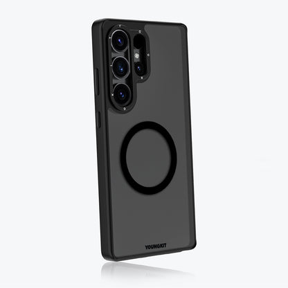 Galaxy S25 Ultra Kılıf M-safe Şarj Özellikli Cam Arka Yüzey TPU Youngkit Gemstone Serisi Kapak