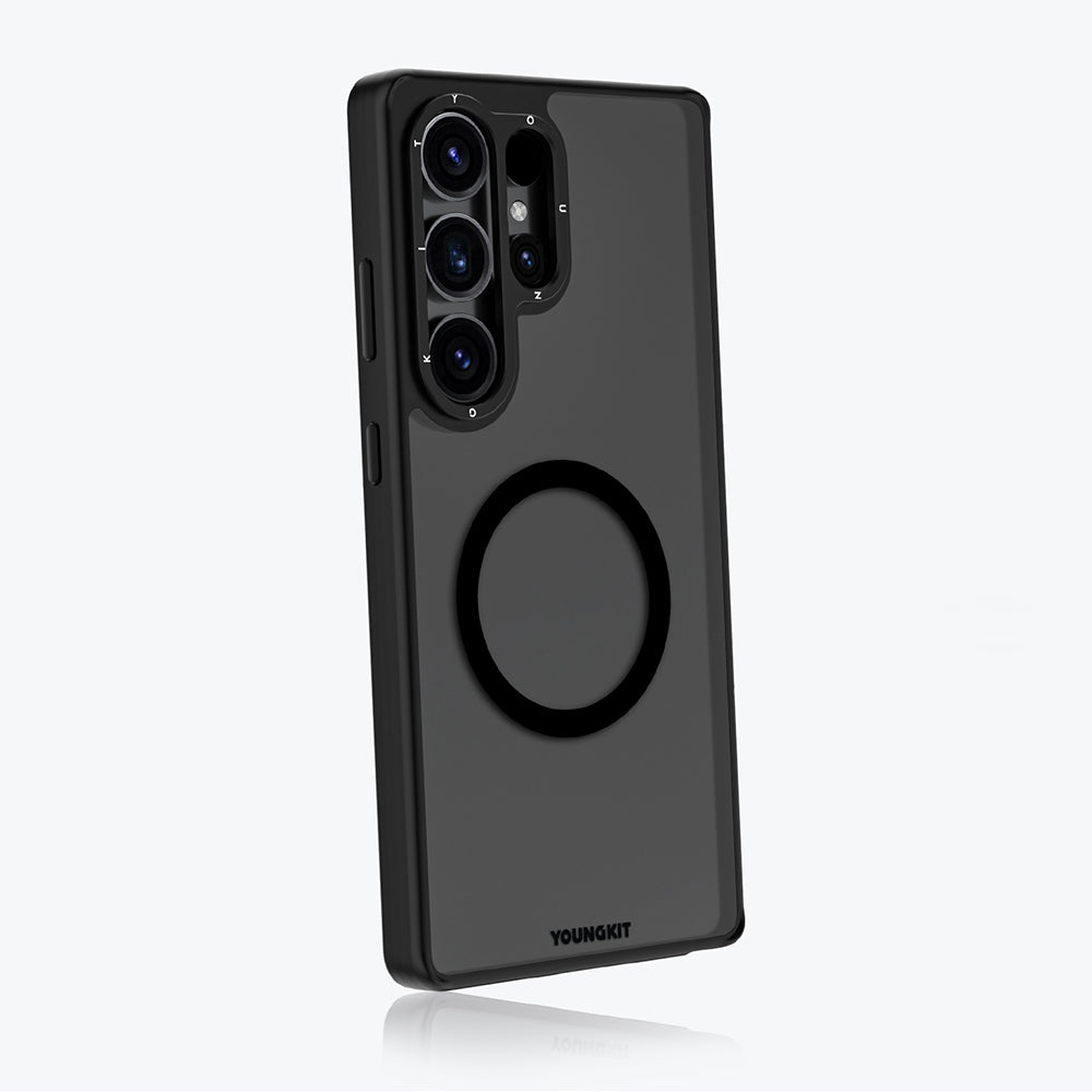 Galaxy S25 Ultra Kılıf M-safe Şarj Özellikli Cam Arka Yüzey TPU Youngkit Gemstone Serisi Kapak