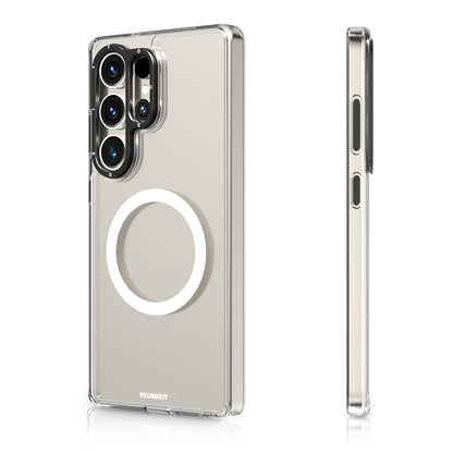 Galaxy S25 Ultra Kılıf M-safe Şarj Özellikli Cam Arka Yüzey TPU Youngkit Gemstone Serisi Kapak