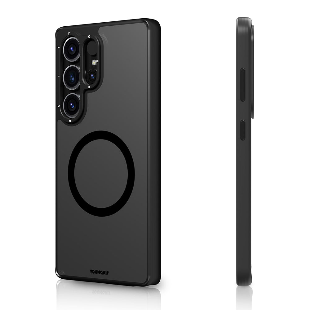 Galaxy S25 Ultra Kılıf M-safe Şarj Özellikli Cam Arka Yüzey TPU Youngkit Gemstone Serisi Kapak