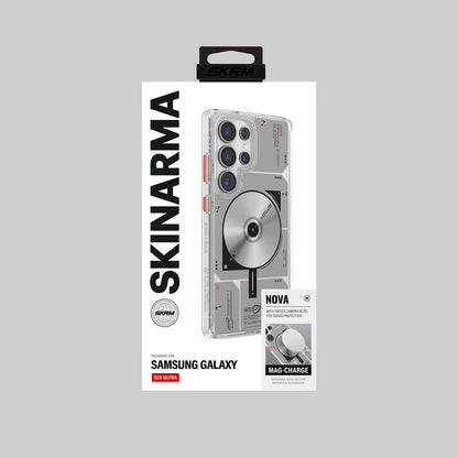 Galaxy S25 Ultra Kılıf M-safe Şarj Özellikli Disk Desenli Airbag Tasarımlı Skinarma Nova Kapak