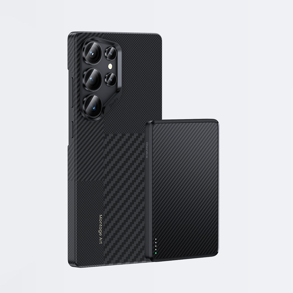 Galaxy S25 Ultra Kılıf M-safe Şarj Özellikli Karbon Fiber Benks Montage ArmorAir Kevlar Kapak