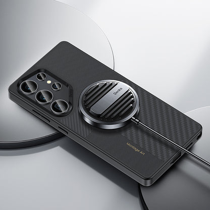 Galaxy S25 Ultra Kılıf M-safe Şarj Özellikli Karbon Fiber Benks Montage Hybrid ArmorPro Kevlar Kapak