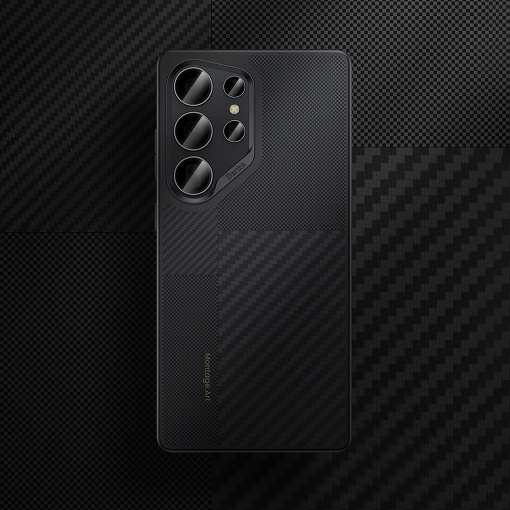 Galaxy S25 Ultra Kılıf M-safe Şarj Özellikli Karbon Fiber Benks Montage Hybrid ArmorPro Kevlar Kapak