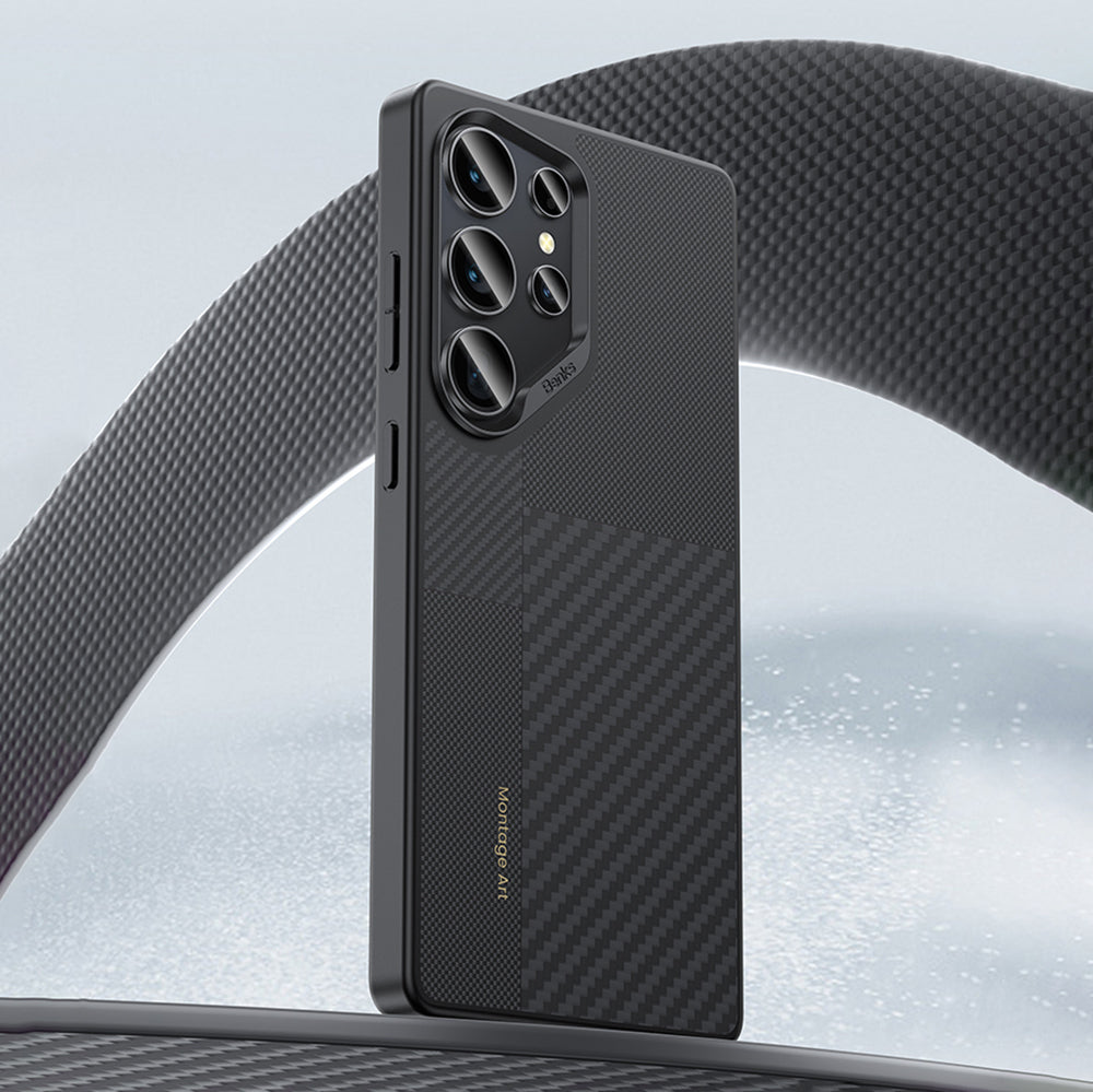 Galaxy S25 Ultra Kılıf M-safe Şarj Özellikli Karbon Fiber Benks Montage Hybrid ArmorPro Kevlar Kapak