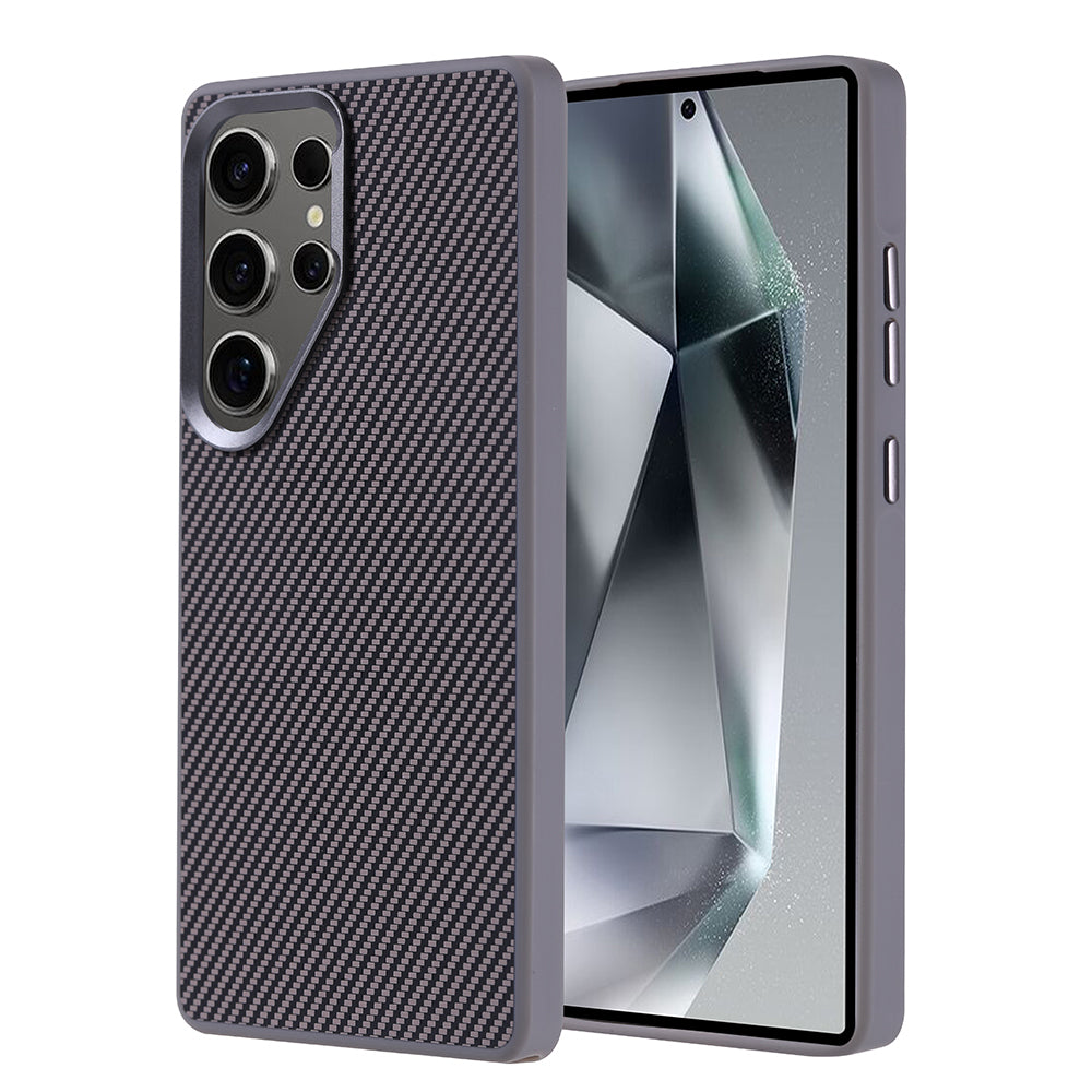 Galaxy S25 Ultra Kılıf M-safe Şarj Özellikli Karbon Fiber Görünümlü Zore Troy Kapak