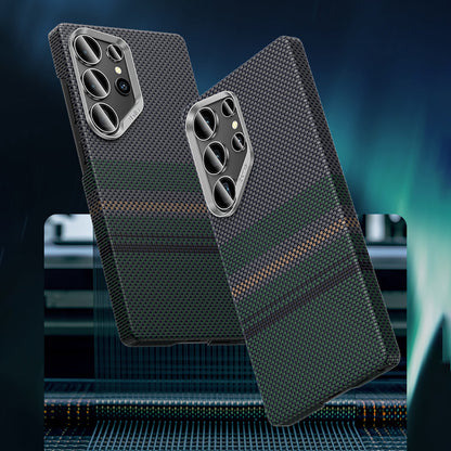 Galaxy S25 Ultra Kılıf M-safe Şarj Özellikli Karbon Fiber Tasarımlı Benks Aurora ArmorAir Kevlar Kapak