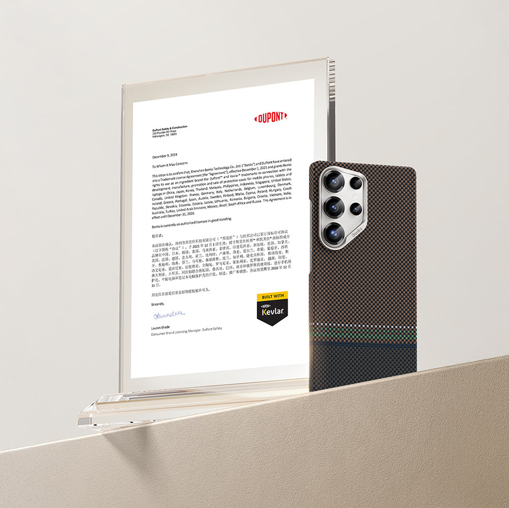 Galaxy S25 Ultra Kılıf M-safe Şarj Özellikli Karbon Fiber Tasarımlı Benks Prestige ArmorAir Kevlar Kapak