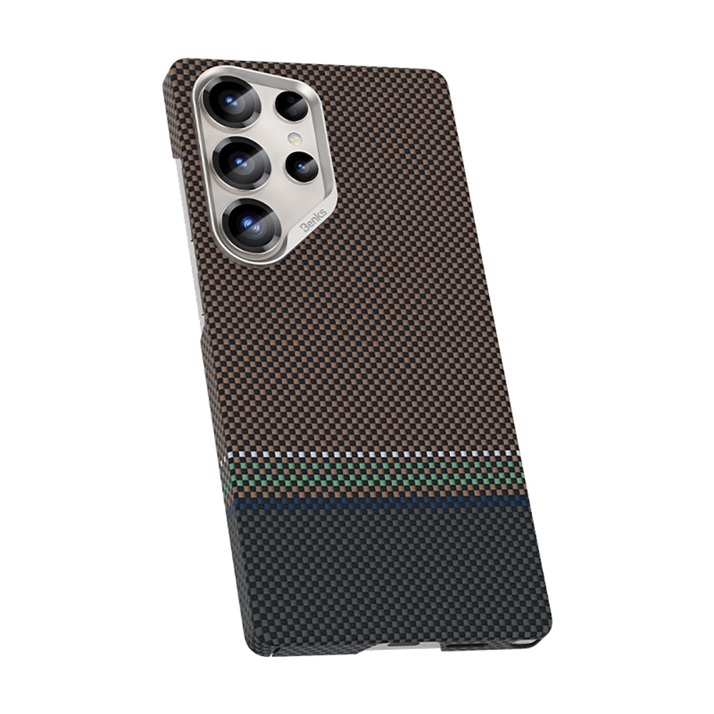 Galaxy S25 Ultra Kılıf M-safe Şarj Özellikli Karbon Fiber Tasarımlı Benks Prestige ArmorAir Kevlar Kapak