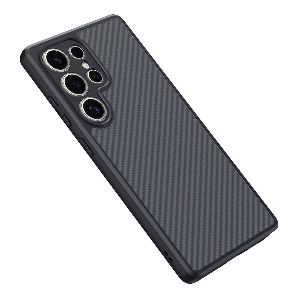 Galaxy S25 Ultra Kılıf M-safe Şarj Özellikli Karbon Fiber Tasarımlı Zore Elnino Kapak