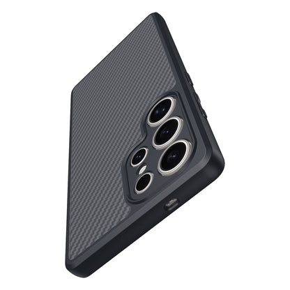 Galaxy S25 Ultra Kılıf M-safe Şarj Özellikli Karbon Fiber Tasarımlı Zore Elnino Kapak