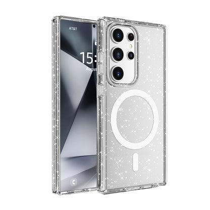 Galaxy S25 Ultra Kılıf M-safe Şarj Özellikli Parlayan Simli Saydam Renkli Zore Allstar Kapak