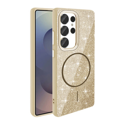 Galaxy S25 Ultra Kılıf M-safe Şarj Özellikli Parlayan Simli Zore Okso Kapak