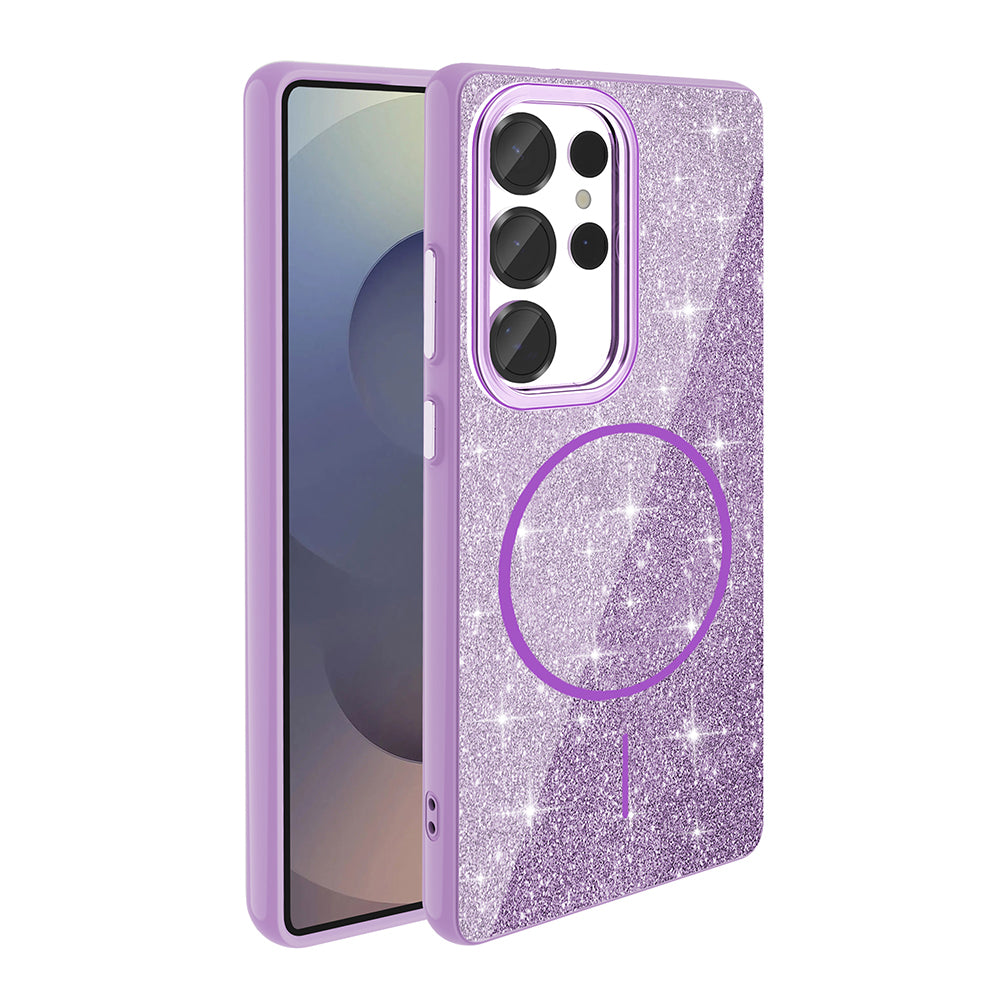 Galaxy S25 Ultra Kılıf M-safe Şarj Özellikli Parlayan Simli Zore Okso Kapak