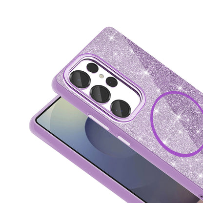 Galaxy S25 Ultra Kılıf M-safe Şarj Özellikli Parlayan Simli Zore Okso Kapak