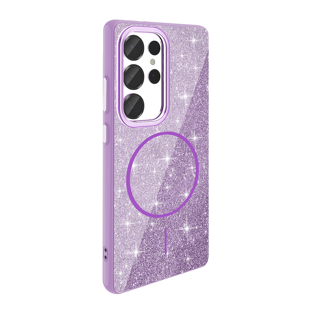 Galaxy S25 Ultra Kılıf M-safe Şarj Özellikli Parlayan Simli Zore Okso Kapak