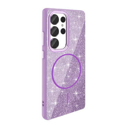 Galaxy S25 Ultra Kılıf M-safe Şarj Özellikli Parlayan Simli Zore Okso Kapak