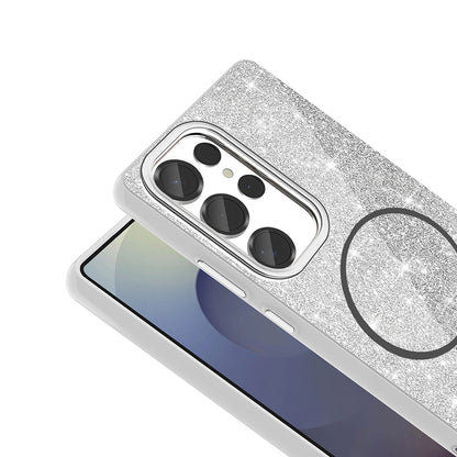 Galaxy S25 Ultra Kılıf M-safe Şarj Özellikli Parlayan Simli Zore Okso Kapak