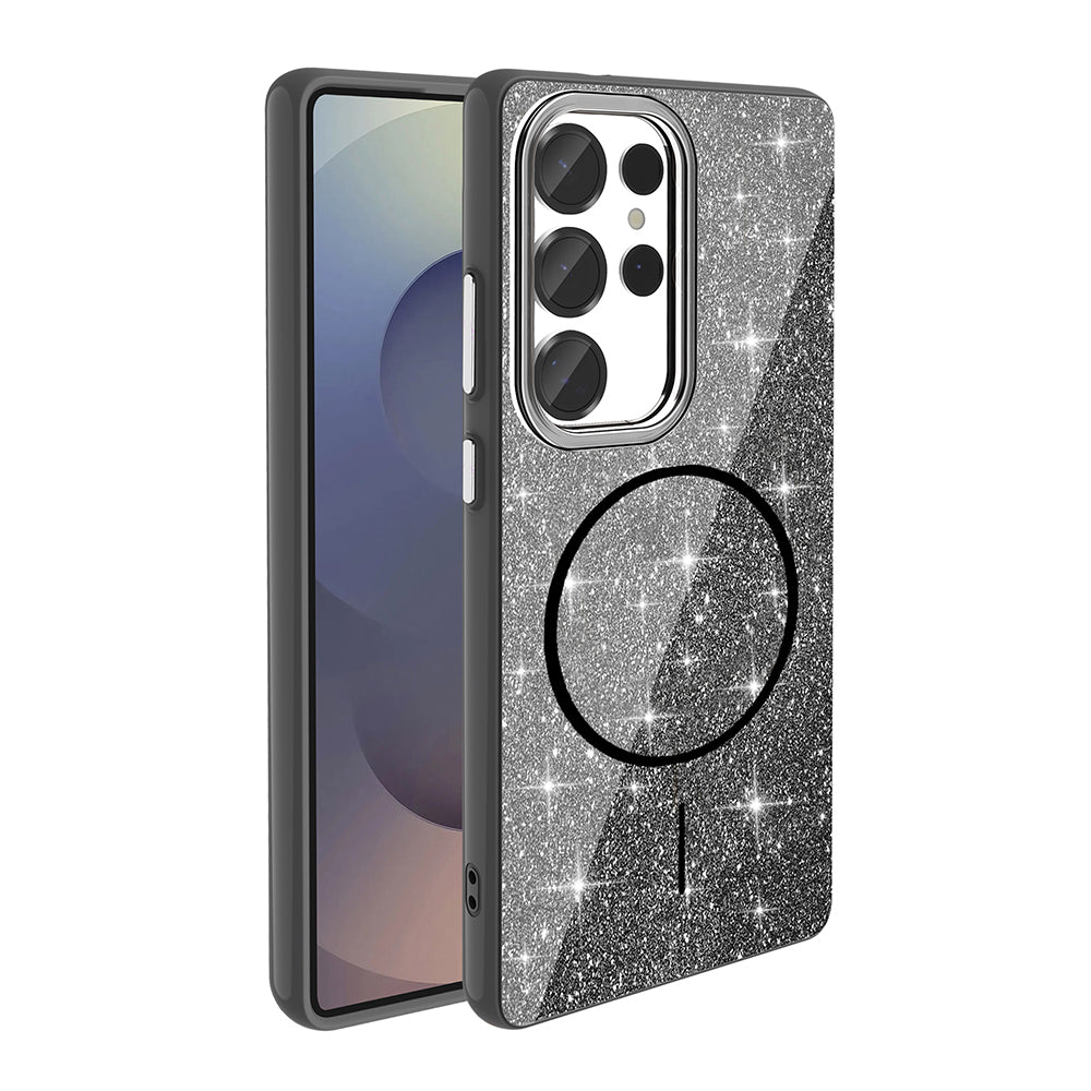 Galaxy S25 Ultra Kılıf M-safe Şarj Özellikli Parlayan Simli Zore Okso Kapak