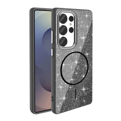 Galaxy S25 Ultra Kılıf M-safe Şarj Özellikli Parlayan Simli Zore Okso Kapak