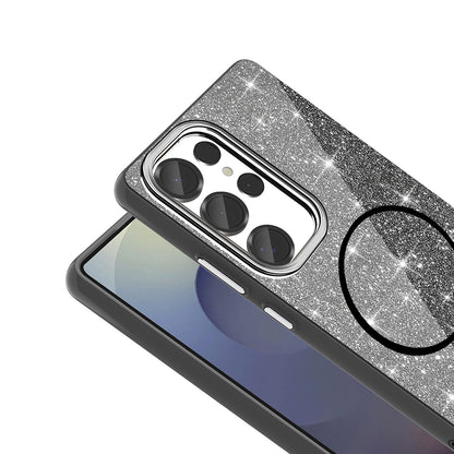 Galaxy S25 Ultra Kılıf M-safe Şarj Özellikli Parlayan Simli Zore Okso Kapak