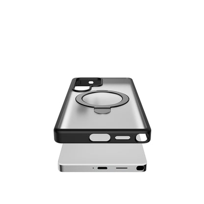 Galaxy S25 Ultra Kılıf M-safe Şarj Özellikli Raptic Air Stand Serisi Buzlu Transparan Tasarımlı Standlı Kapak