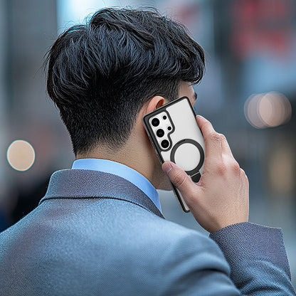 Galaxy S25 Ultra Kılıf M-safe Şarj Özellikli Raptic Air Stand Serisi Buzlu Transparan Tasarımlı Standlı Kapak