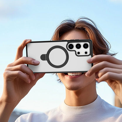 Galaxy S25 Ultra Kılıf M-safe Şarj Özellikli Raptic Air Stand Serisi Buzlu Transparan Tasarımlı Standlı Kapak