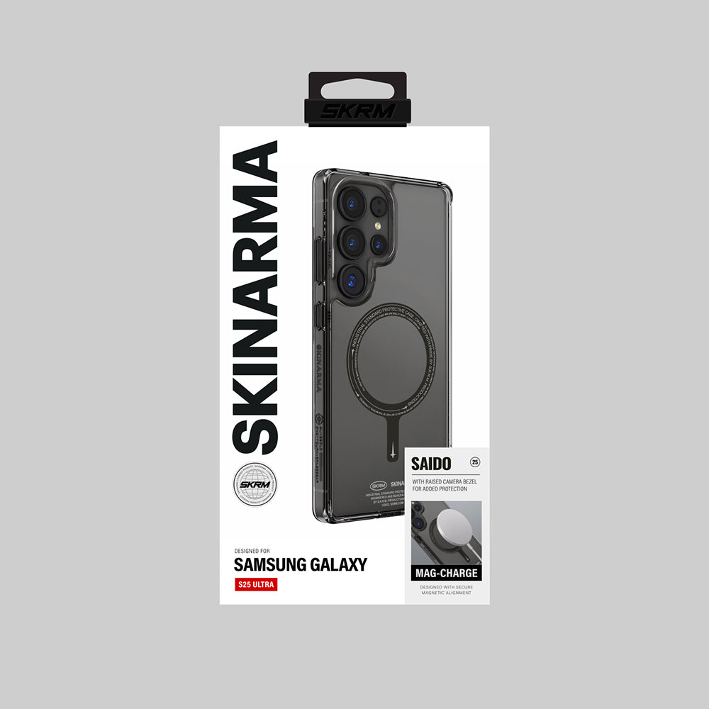 Galaxy S25 Ultra Kılıf M-safe Şarj Özellikli Şeffaf Airbag Tasarımlı Skinarma Saido Kapak