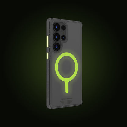 Galaxy S25 Ultra Kılıf M-safe Şarj Özellikli Şeffaf Airbag Tasarımlı Skinarma Saido Nightglow Kapak