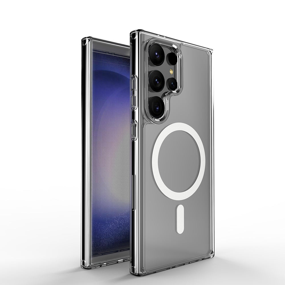 Galaxy S25 Ultra Kılıf M-safe Şarj Özellikli Şeffaf Sert PC Zore Embos Kapak