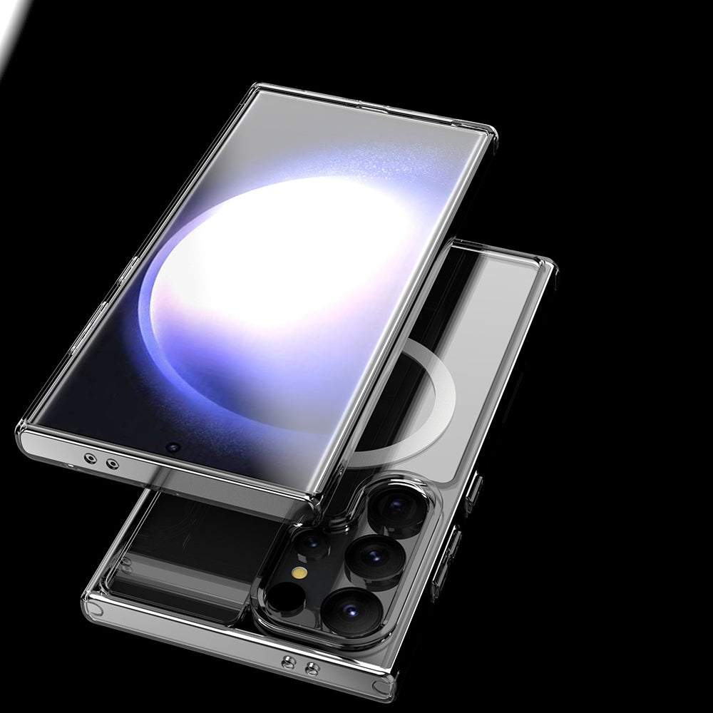 Galaxy S25 Ultra Kılıf M-safe Şarj Özellikli Şeffaf Sert PC Zore Embos Kapak