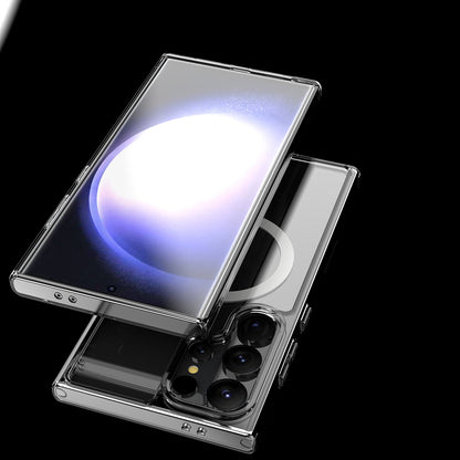 Galaxy S25 Ultra Kılıf M-safe Şarj Özellikli Şeffaf Sert PC Zore Embos Kapak