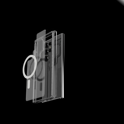 Galaxy S25 Ultra Kılıf M-safe Şarj Özellikli Şeffaf Sert PC Zore Embos Kapak