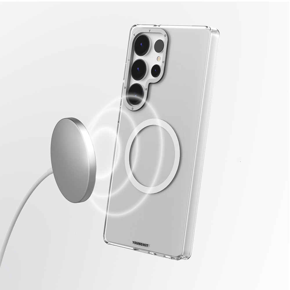Galaxy S25 Ultra Kılıf M-safe Şarj Özellikli Şeffaf Youngkit Crystal Shield Serisi Kapak